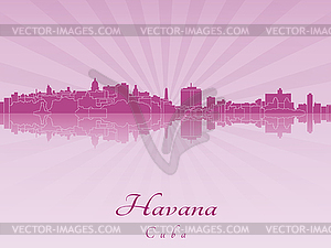 Havana skyline in purple radiant  - vector image