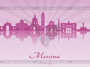 Messina skyline in purple radiant  - vector clipart