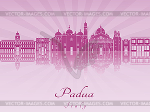 Padua skyline in purple radiant  - vector image