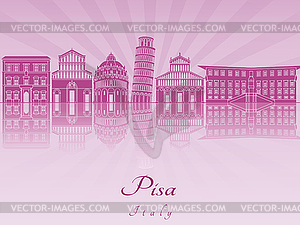 Pisa skyline in purple radiant  - color vector clipart