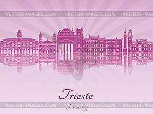 Trieste skyline in purple radiant  - vector clip art
