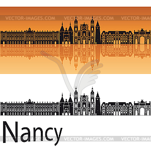 Nancy skyline in orange background  - vector image