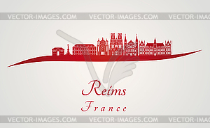 Reims skyline in red - vector image