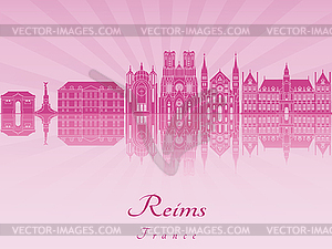 Reims skyline in purple radiant  - vector clipart