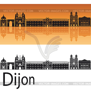 Dijon skyline in orange background - vector clip art