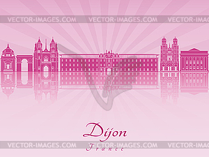Dijon skyline in purple radiant  - vector image