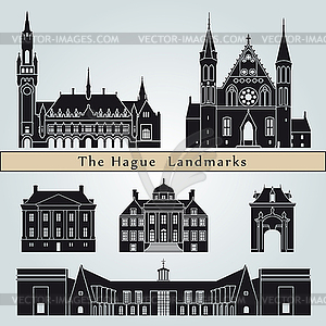 Hague landmarks and monuments - vector image