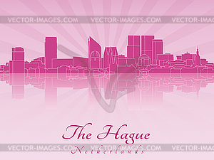 Hague skyline in purple radiant  - vector clipart