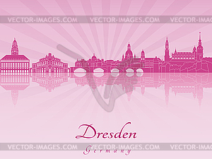 Dresden skyline in purple radiant  - vector clip art