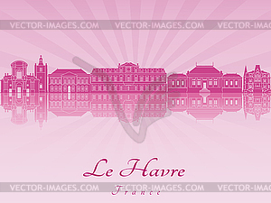 Le Havre skyline in purple radiant  - vector clipart / vector image
