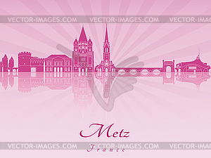 Metz skyline in purple radiant  - vector image