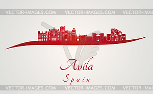 Avila skyline in red - vector image