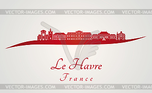 Le Havre skyline in red - vector clipart