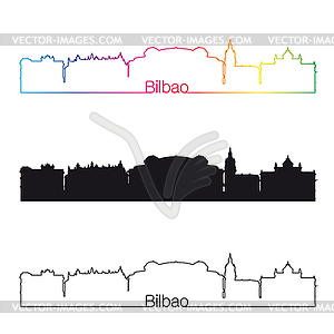 Bilbao skyline linear style with rainbow - vector image