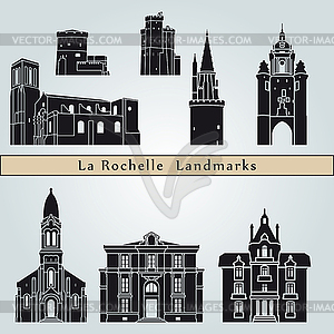 La Rochelle landmarks and monuments - vector clipart