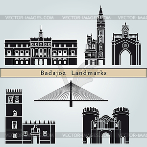 Badajoz landmarks and monuments - vector clipart