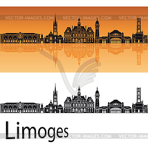 Limoges skyline in orange background - vector clip art