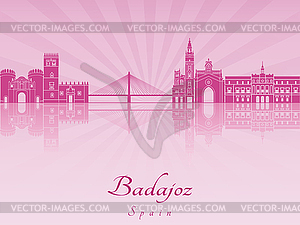 Badajoz skyline in purple radiant  - vector clip art