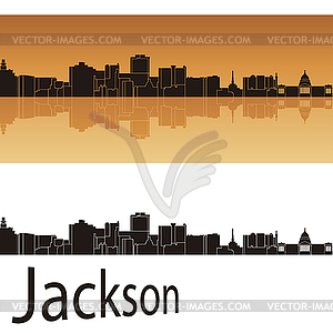 Jackson skyline in orange background - vector clipart