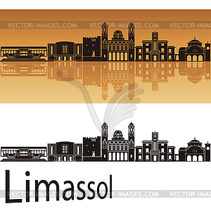 Limassol skyline in orange background - royalty-free vector clipart