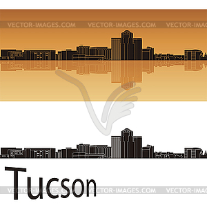 Tucson skyline in orange background - vector clipart