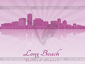 Long Beach skyline in purple radiant  - vector image