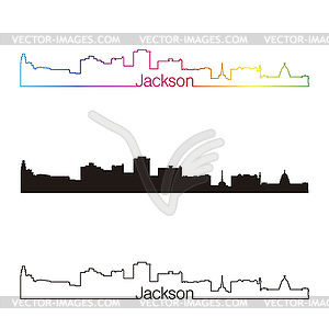 Jackson Skyline linear style with rainbow - royalty-free vector image