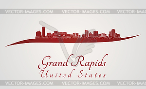 Grand Rapids skyline in red - vector clip art