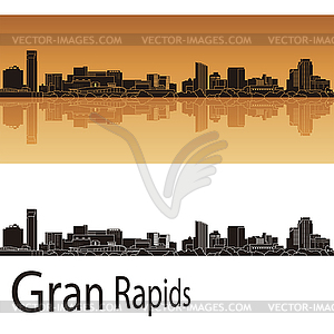 Grand Rapids skyline in orange background - vector clipart