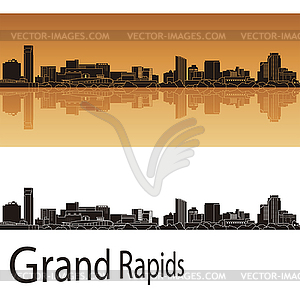 Grand Rapids skyline in orange background - vector image