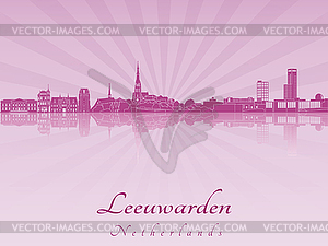 Leeuwarden skyline in purple radiant  - royalty-free vector clipart