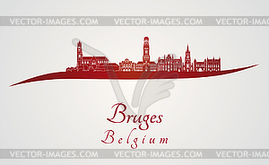 Брюгге горизонт в красном - векторный эскиз