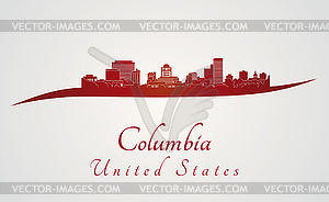 Columbia skyline in red - vector clipart