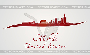 Mobile skyline in red - vector clip art