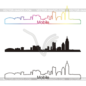 Mobile skyline linear style with rainbow - royalty-free vector image