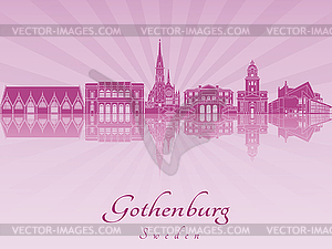 Gothenburg skyline in purple radiant  - vector image