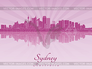 Sydney V2 skyline in purple radiant  - vector clip art