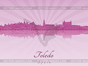 Toledo skyline in purple radiant  - vector clipart