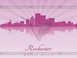 Rochester skyline in purple radiant  - vector image