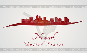 Newark skyline in red - vector image