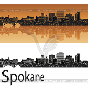 Spokane skyline in orange - vector image