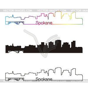 Spokane skyline linear style with rainbow - vector image