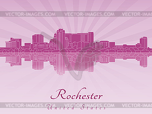 Rochester MN skyline in purple radiant  - vector clipart