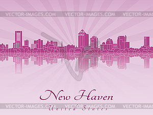 New Haven skyline in purple radiant  - vector image