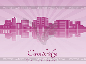 Cambridge MA skyline in purple radiant  - vector image