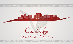 Cambridge MA skyline in red - vector image