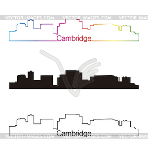 Cambridge MA skyline linear style with rainbow - vector image