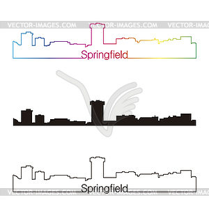 Springfield MO skyline linear style with rainbow - vector clipart