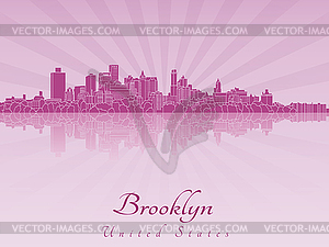 Бруклин горизонт в фиолетовый сияющий орхидеей - графика в векторном формате