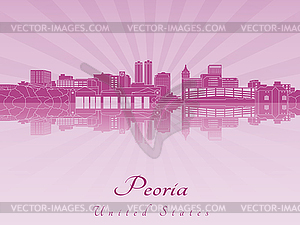 Peoria skyline in purple radiant  - vector clip art